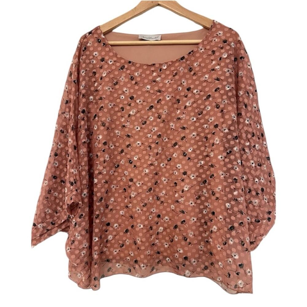 Keren Hart Pink/Mauve Novelty Print Boho Blouse Size Large